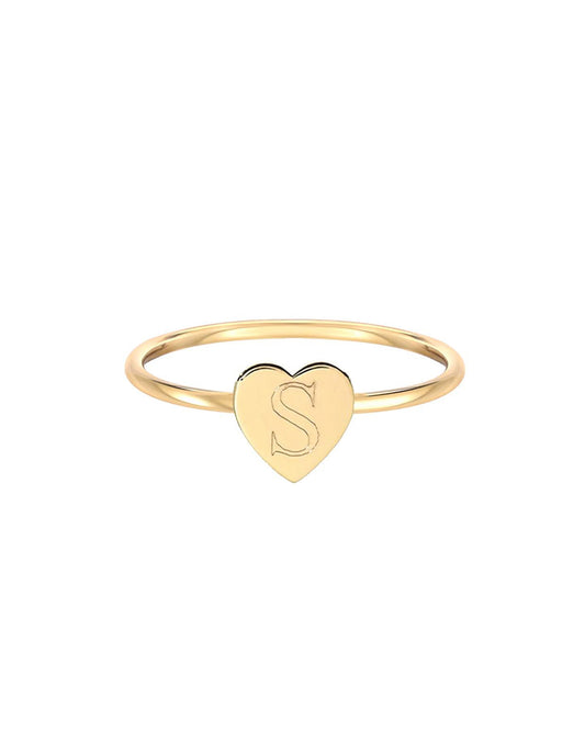 14k Engraved Heart of Gold Ring