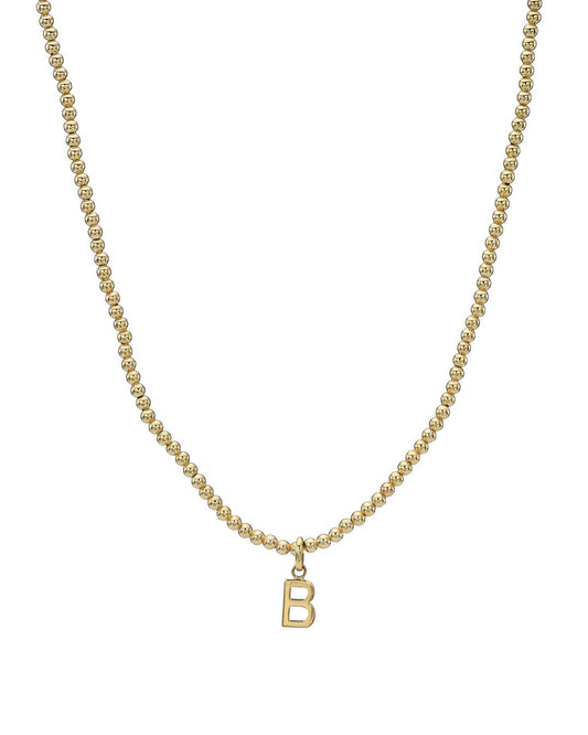 Gold Bead Initial Necklace