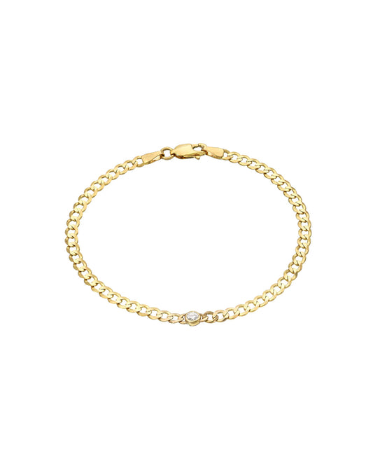 Cuban Link with Diamond Bezel Bracelet