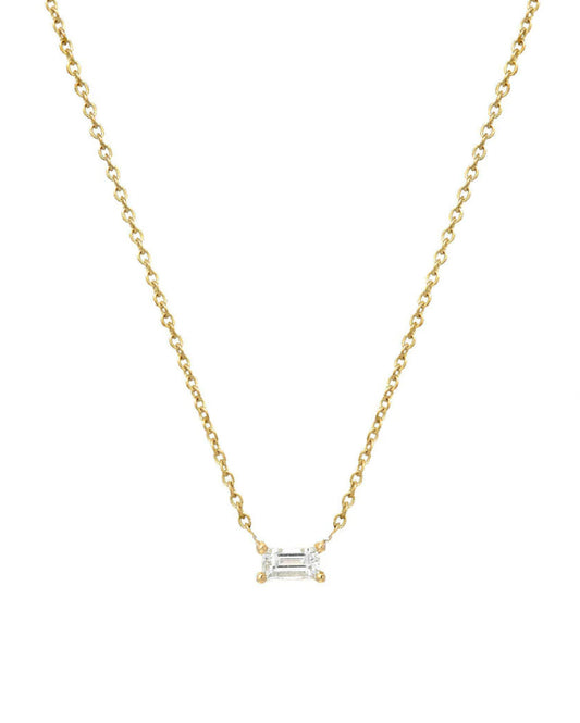 Diamond Prong Baguette Necklace