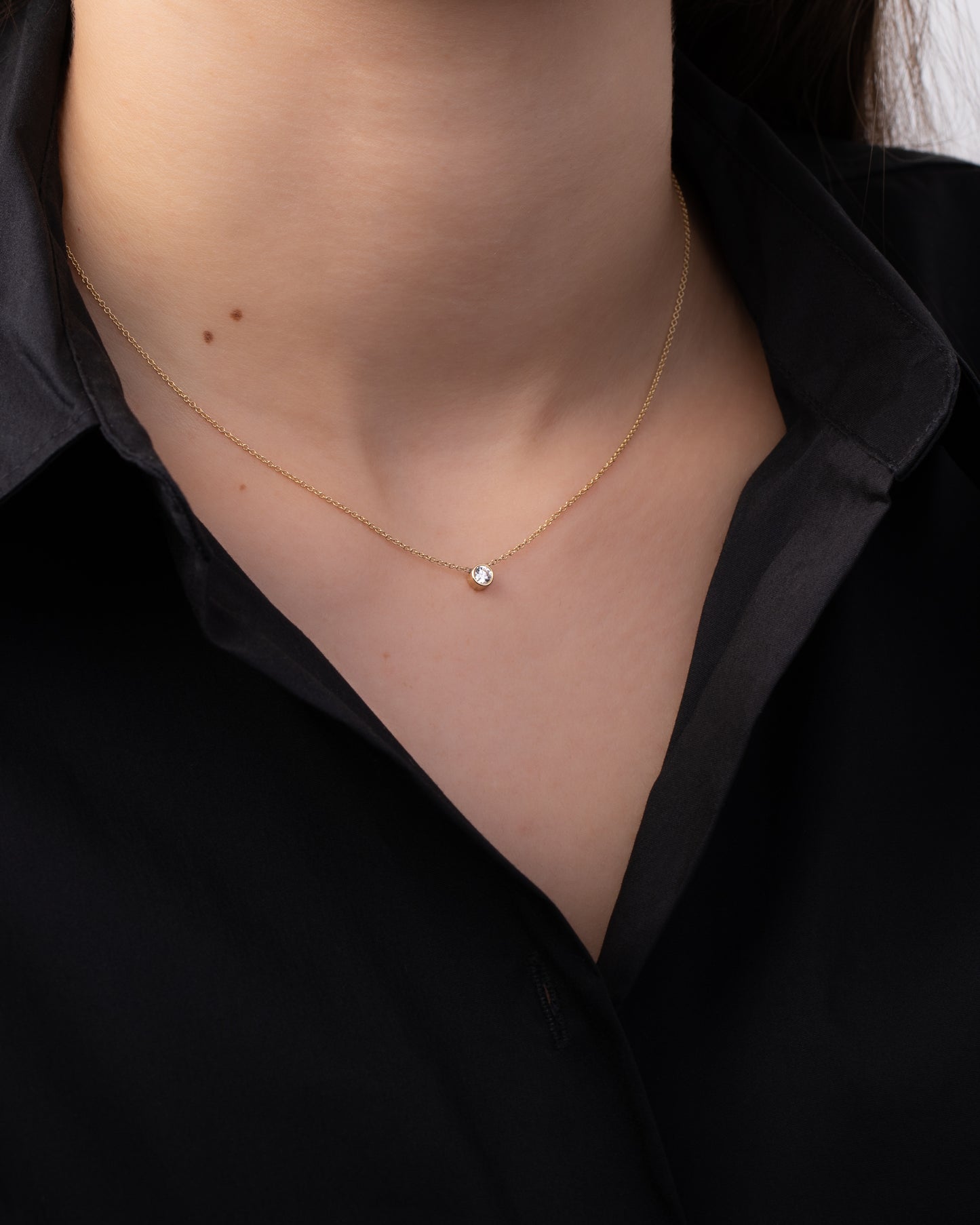 Large Diamond Bezel Necklace