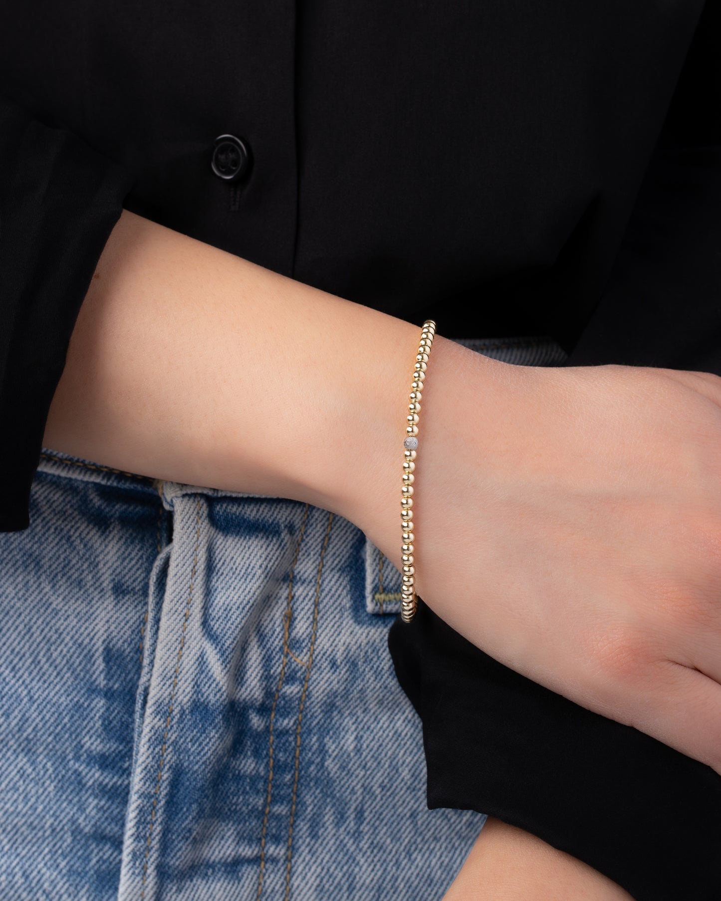 3mm Diamond Bead Bracelet