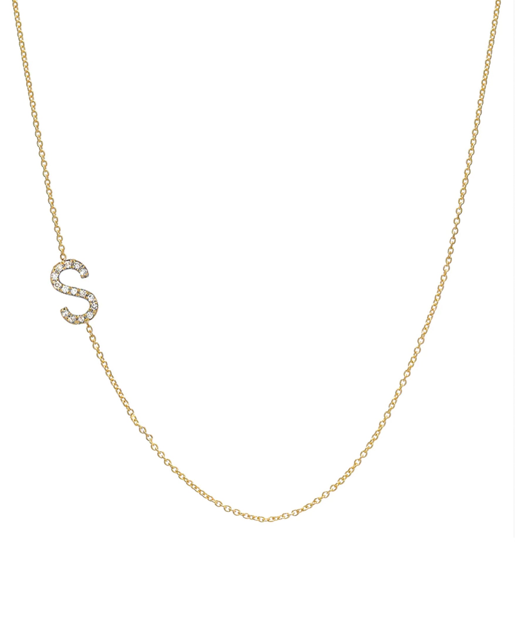 Diamond Side Initial Necklace – Rhea Noa Jewelry