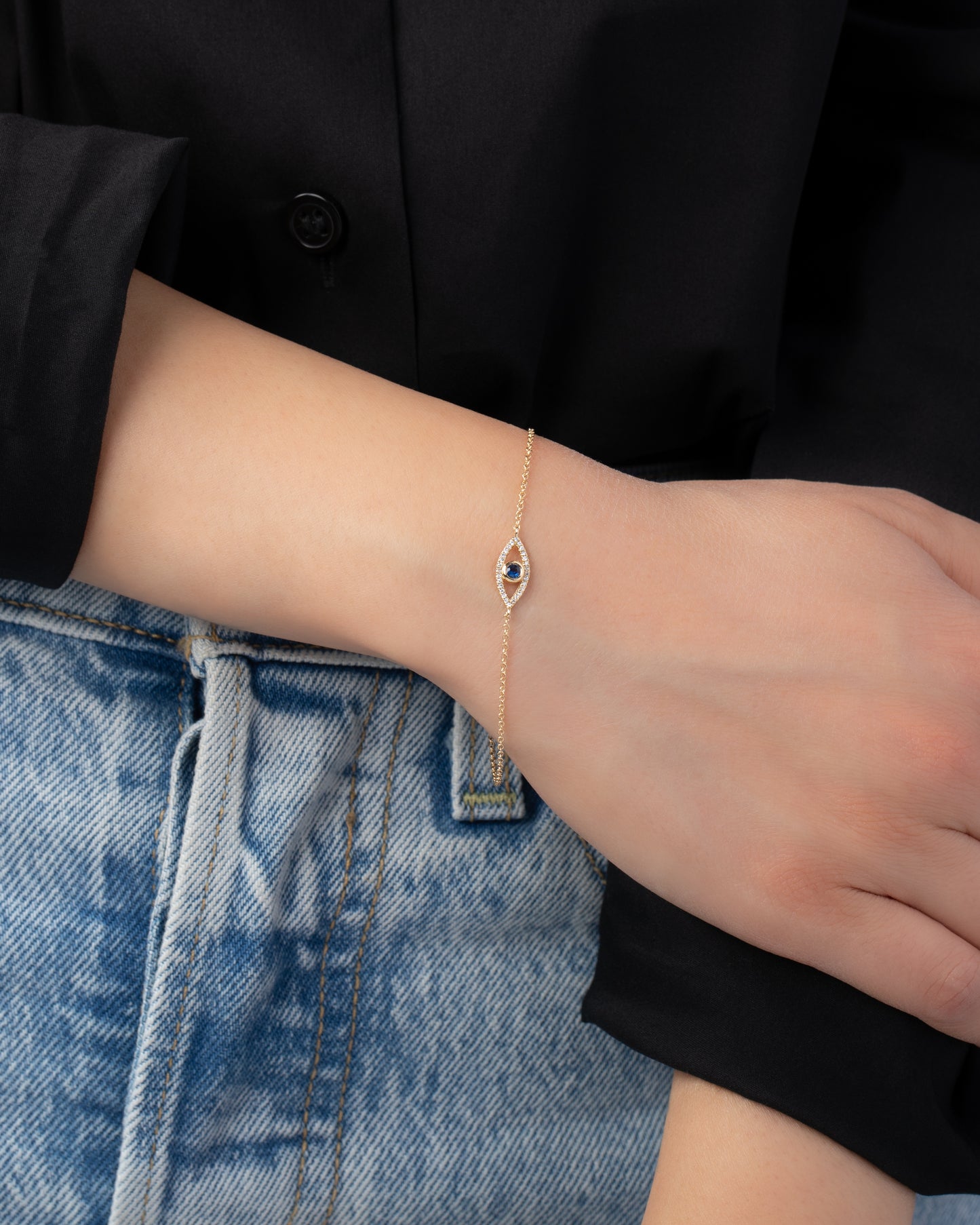 Diamond and Sapphire Evil Eye Bracelet