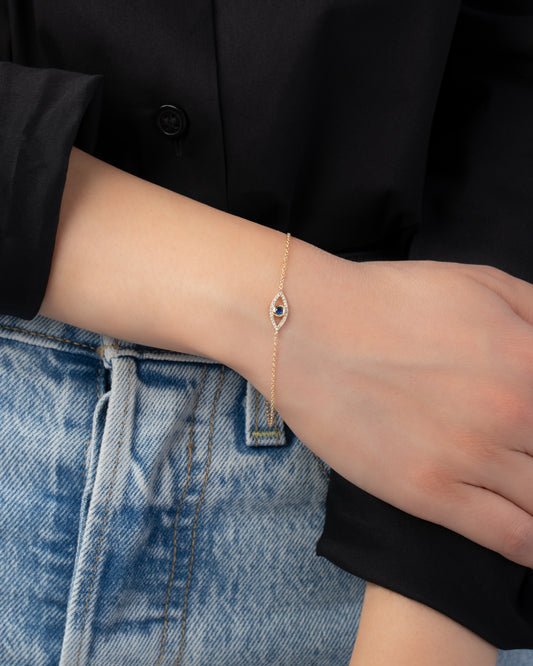 Diamond and Sapphire Evil Eye Bracelet