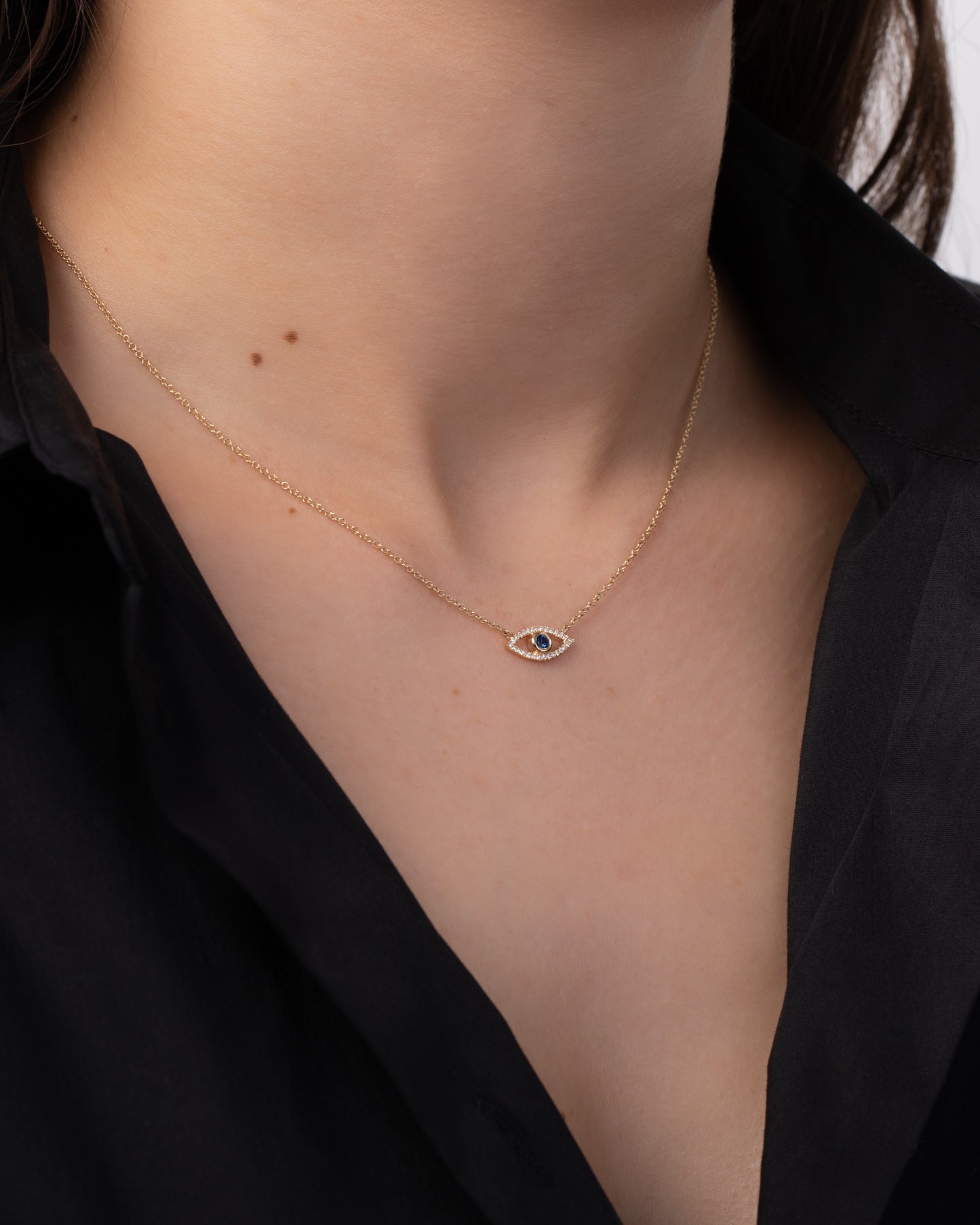 Diamond and Sapphire Evil Eye Necklace