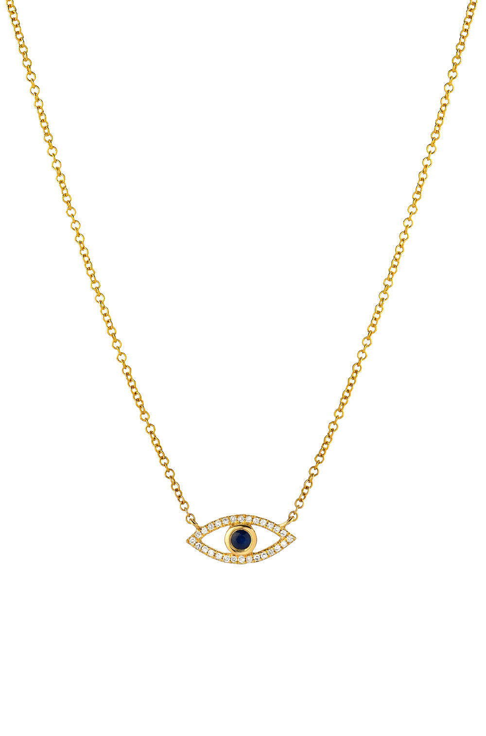 Diamond and Sapphire Evil Eye Necklace