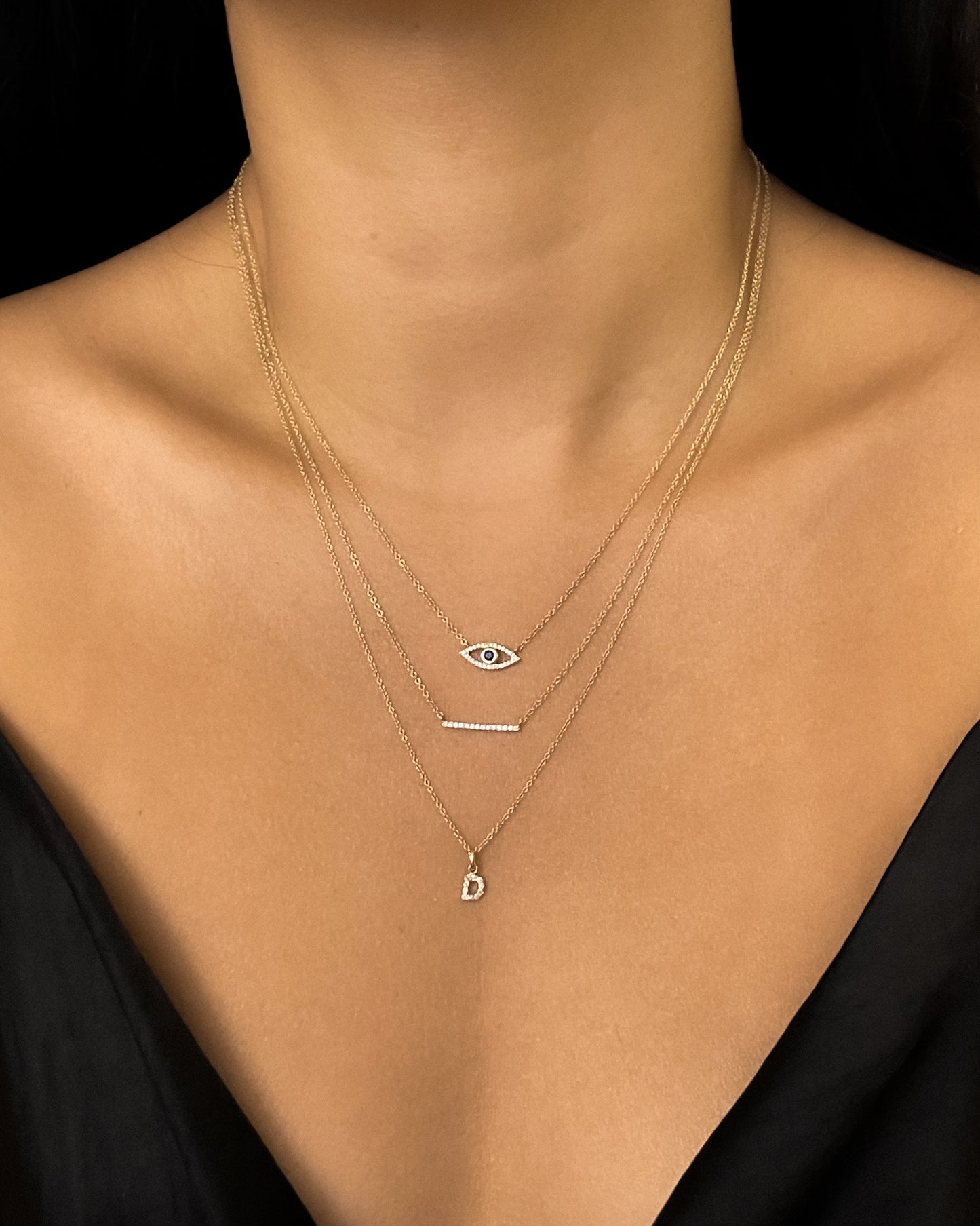 Diamond and Sapphire Evil Eye Necklace