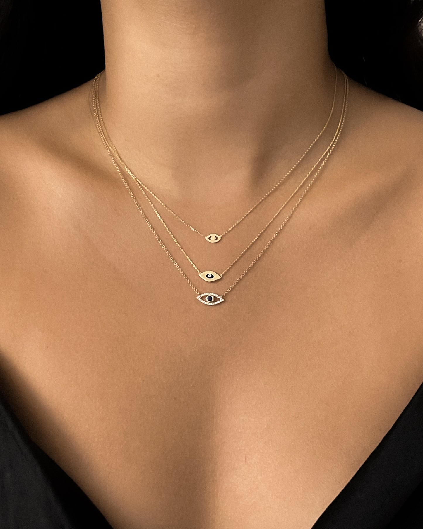 Diamond and Sapphire Evil Eye Necklace