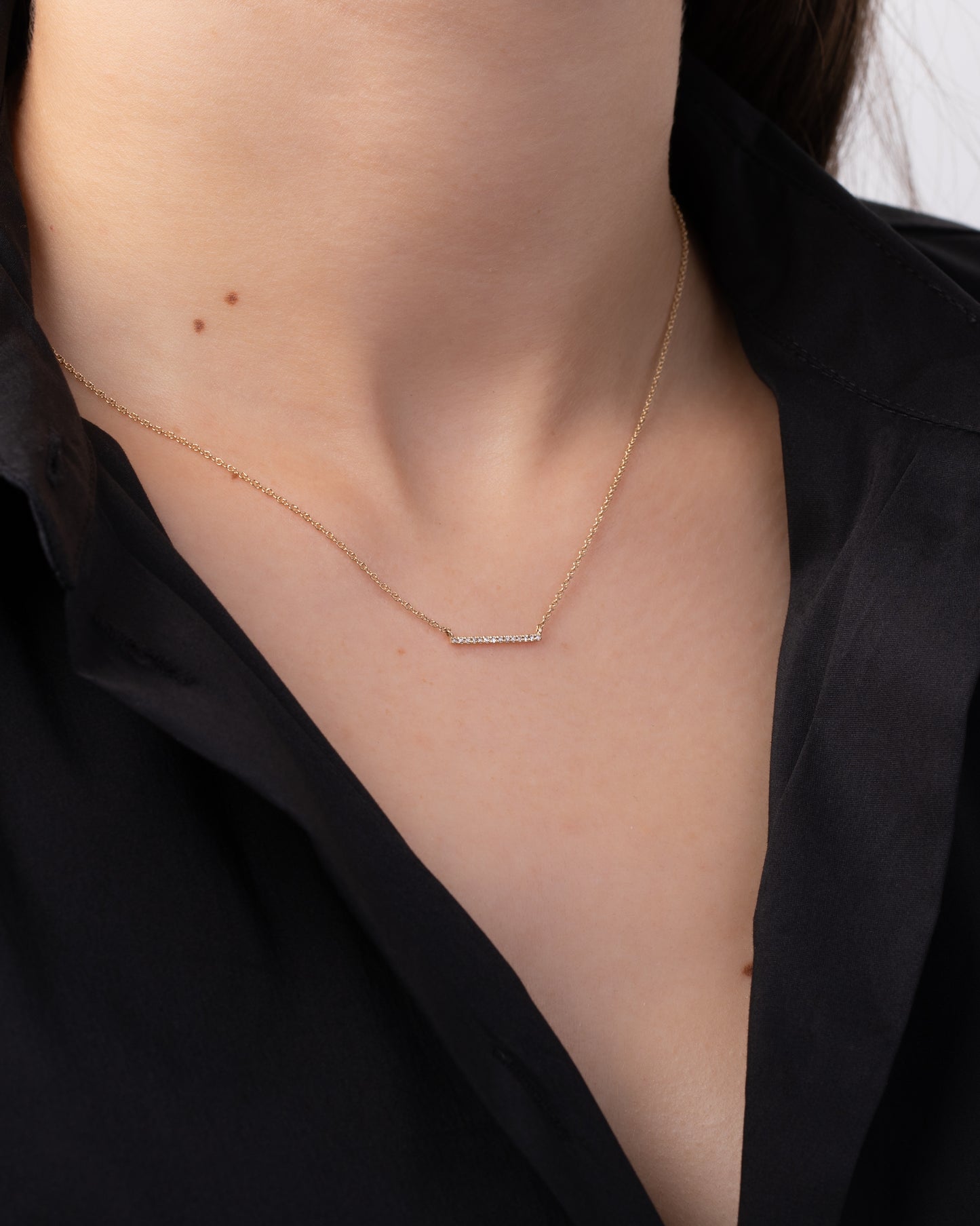 Small Pave Diamond Bar Necklace
