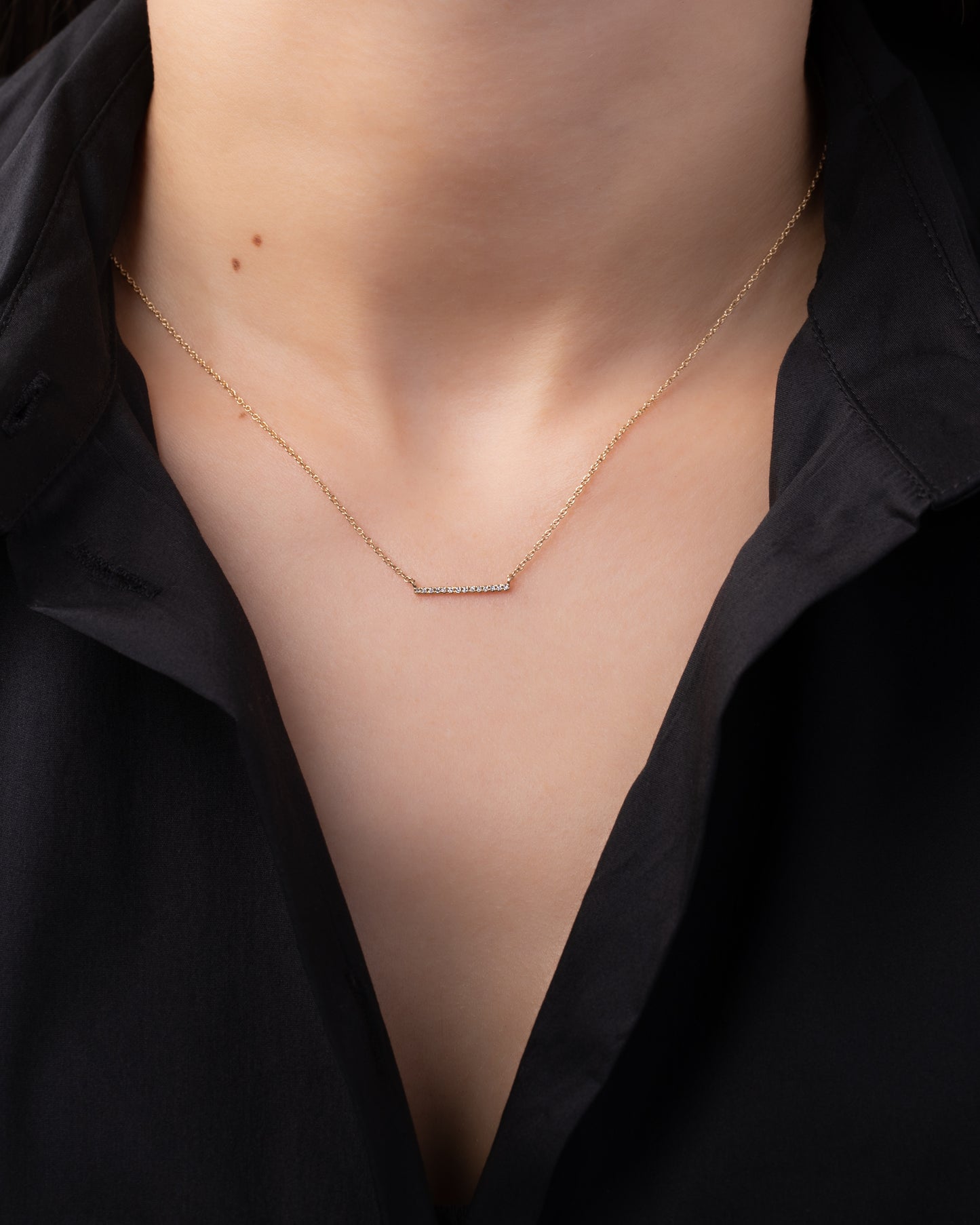 Small Pave Diamond Bar Necklace