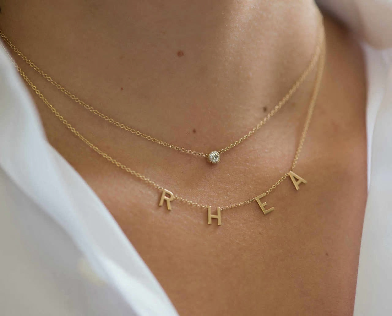 Large Diamond Bezel Necklace