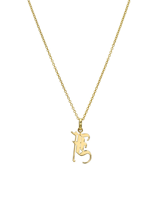 Gold Gothic Initial Necklace
