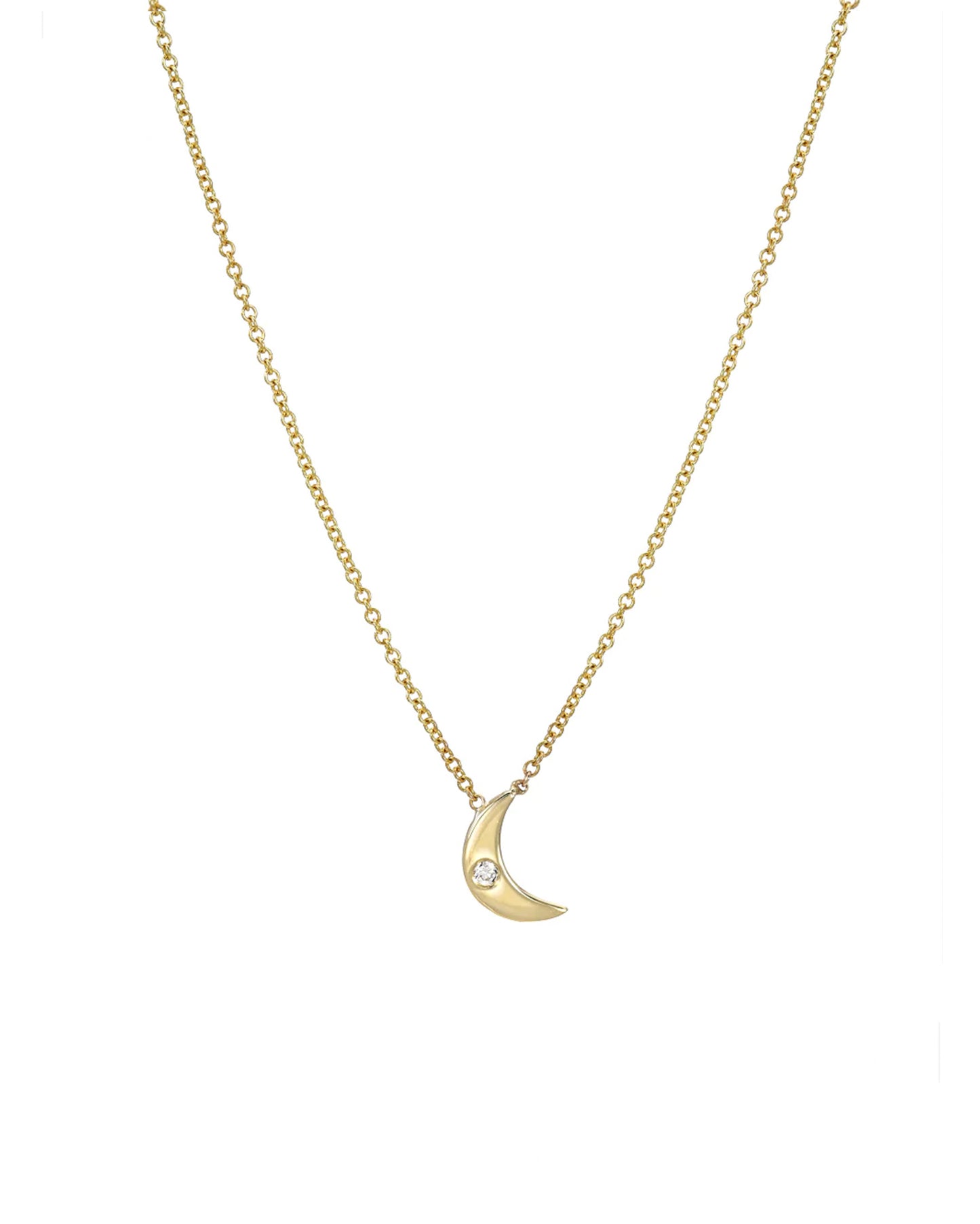 Tiny Diamond Moon Necklace