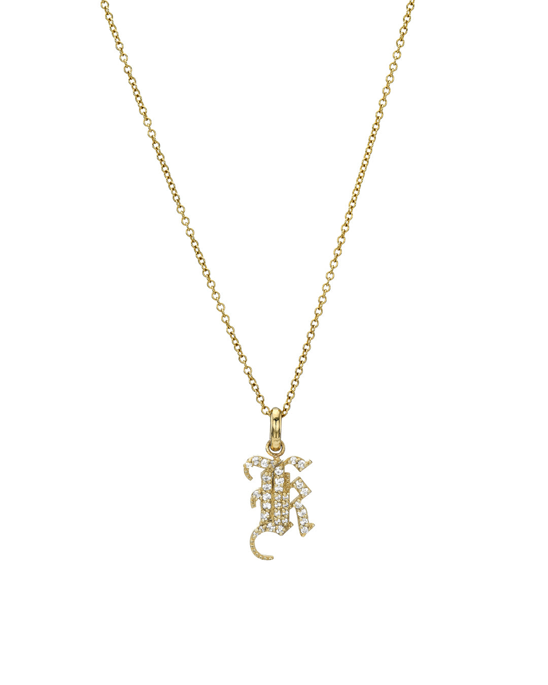 Diamond Gothic Initial Necklace