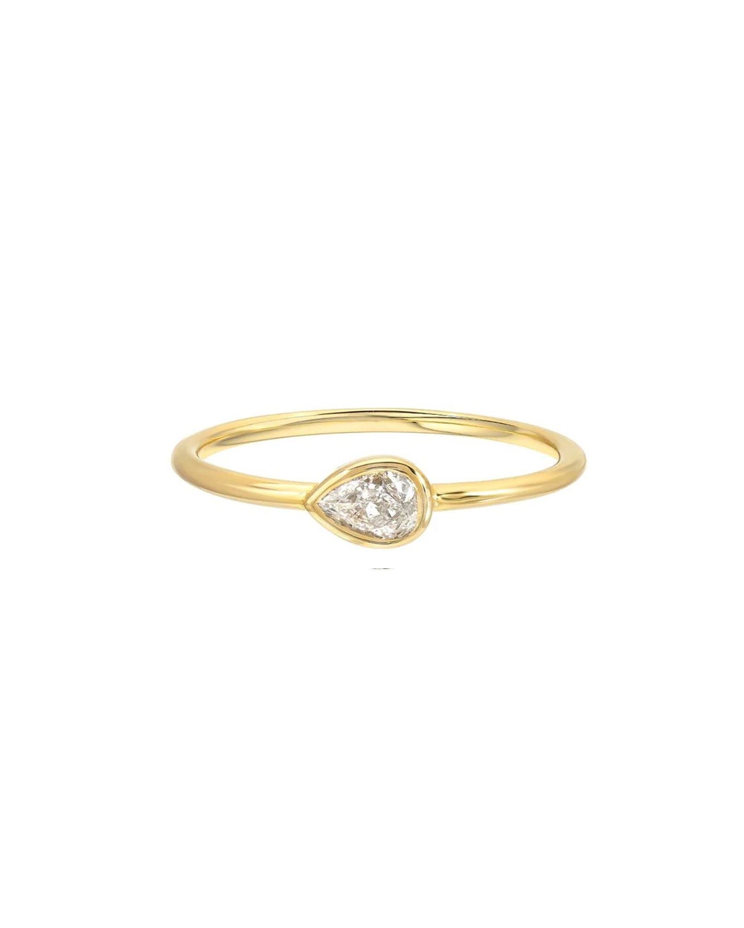 Diamond Pear Bezel Ring