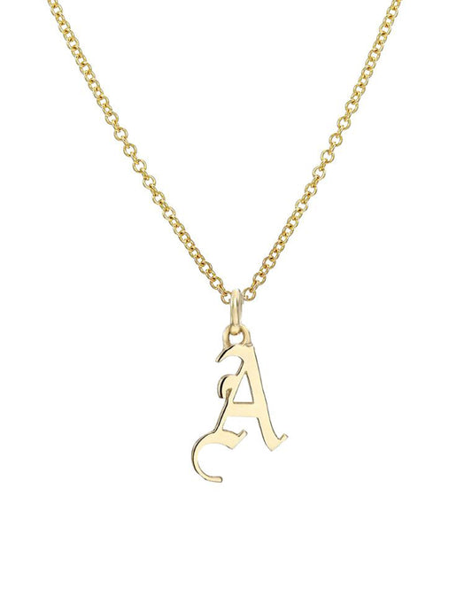 Gold Gothic Initial Necklace
