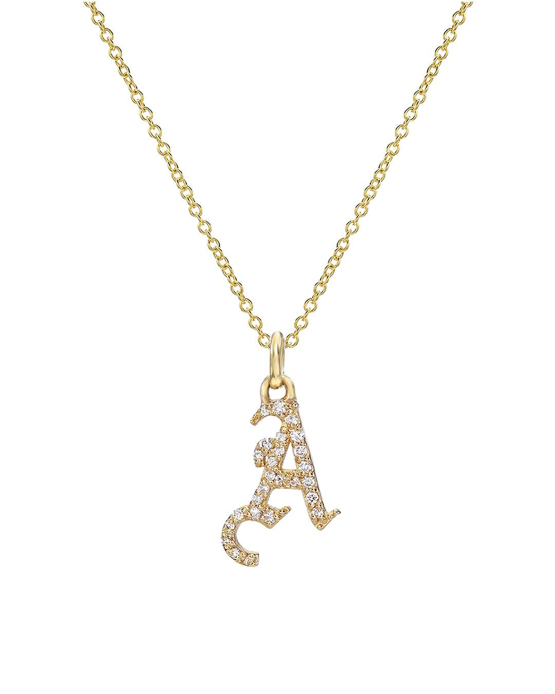 Diamond Gothic Initial Necklace