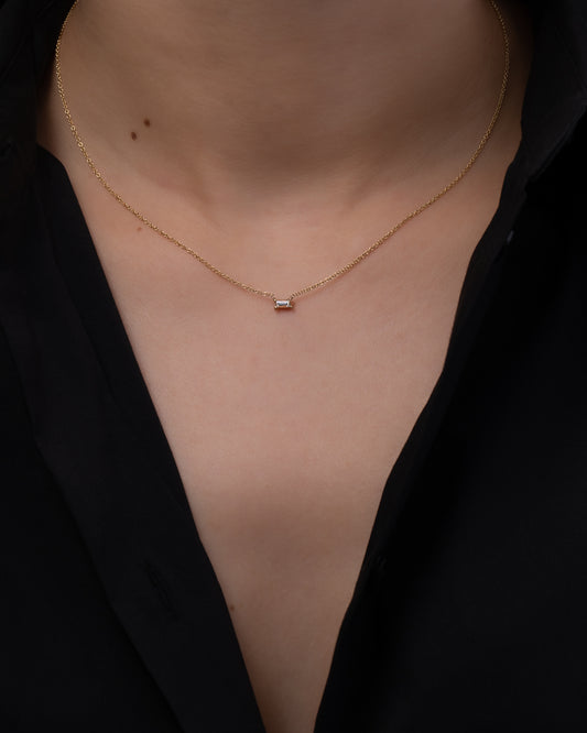 Diamond Prong Baguette Necklace