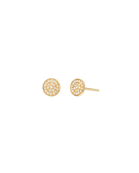 Diamond Disc Stud Earrings