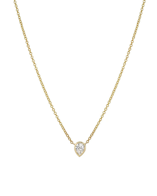 Pear Diamond Bezel Necklace