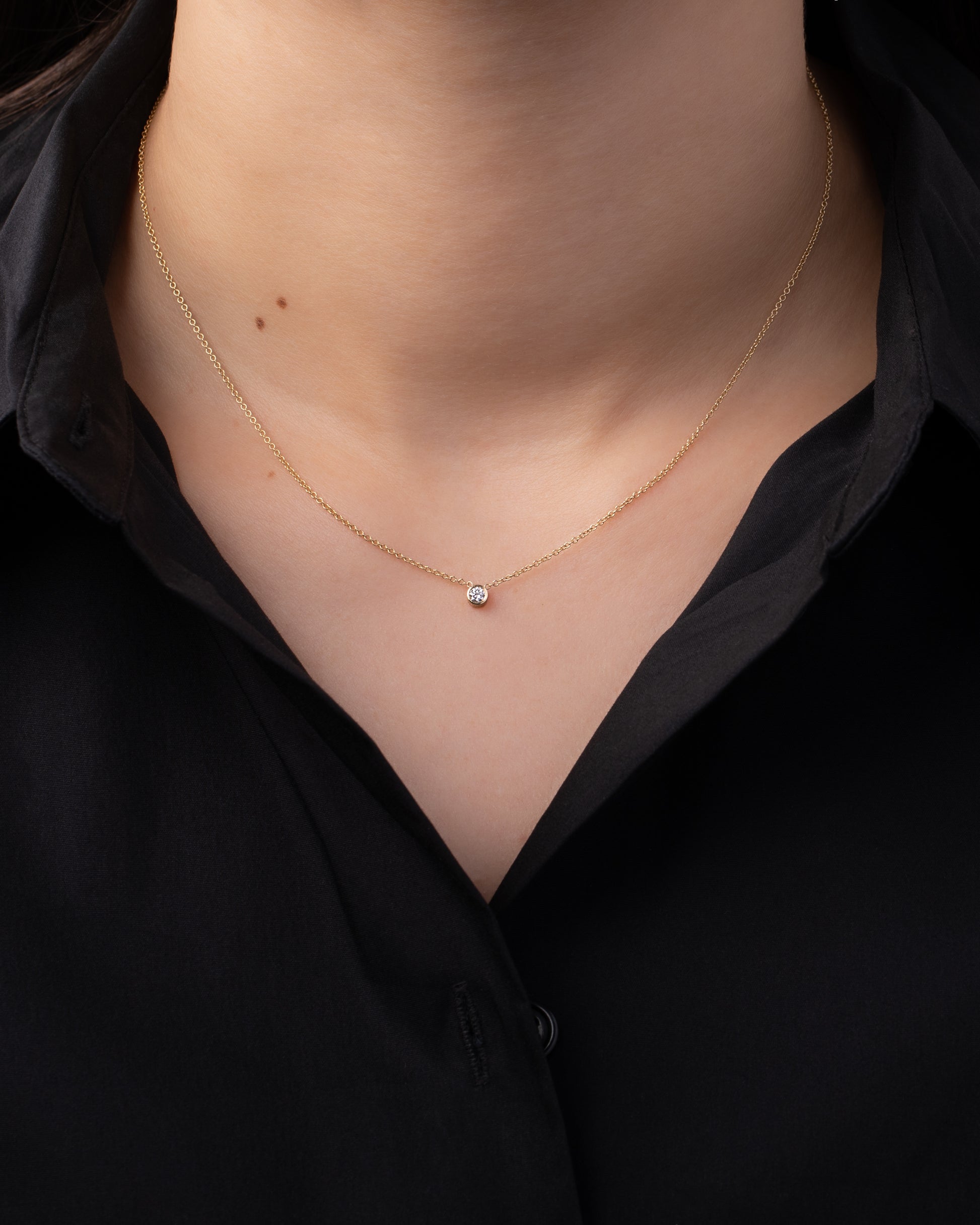 Diamond Bezel necklace .07 Ctw F VS 14K Yellow Gold necklace – Jewelry by  Artwark