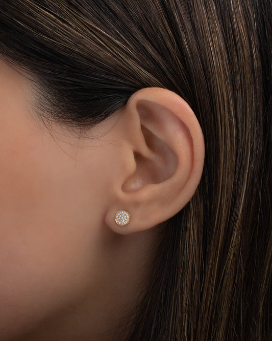 Diamond Disc Stud Earrings