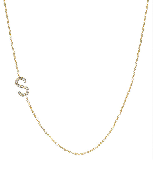 Diamond Side Initial Necklace