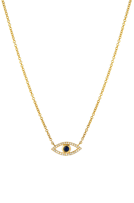 Diamond and Sapphire Evil Eye Necklace
