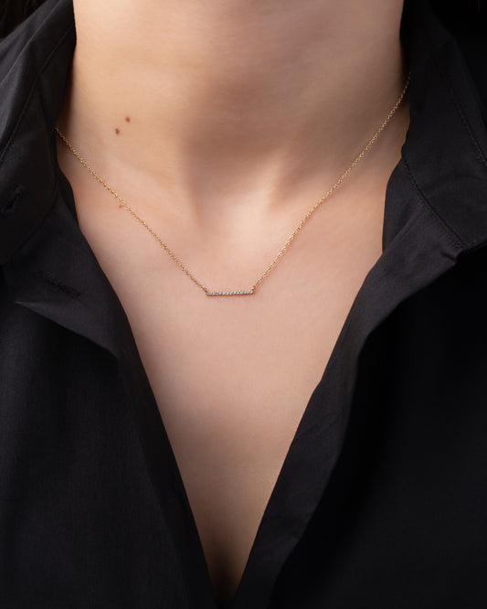 Small Pave Diamond Bar Necklace