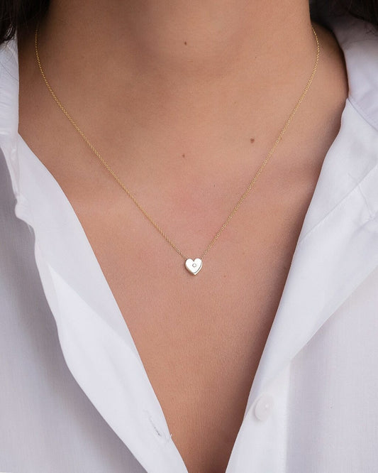 Tiny Diamond Heart Necklace